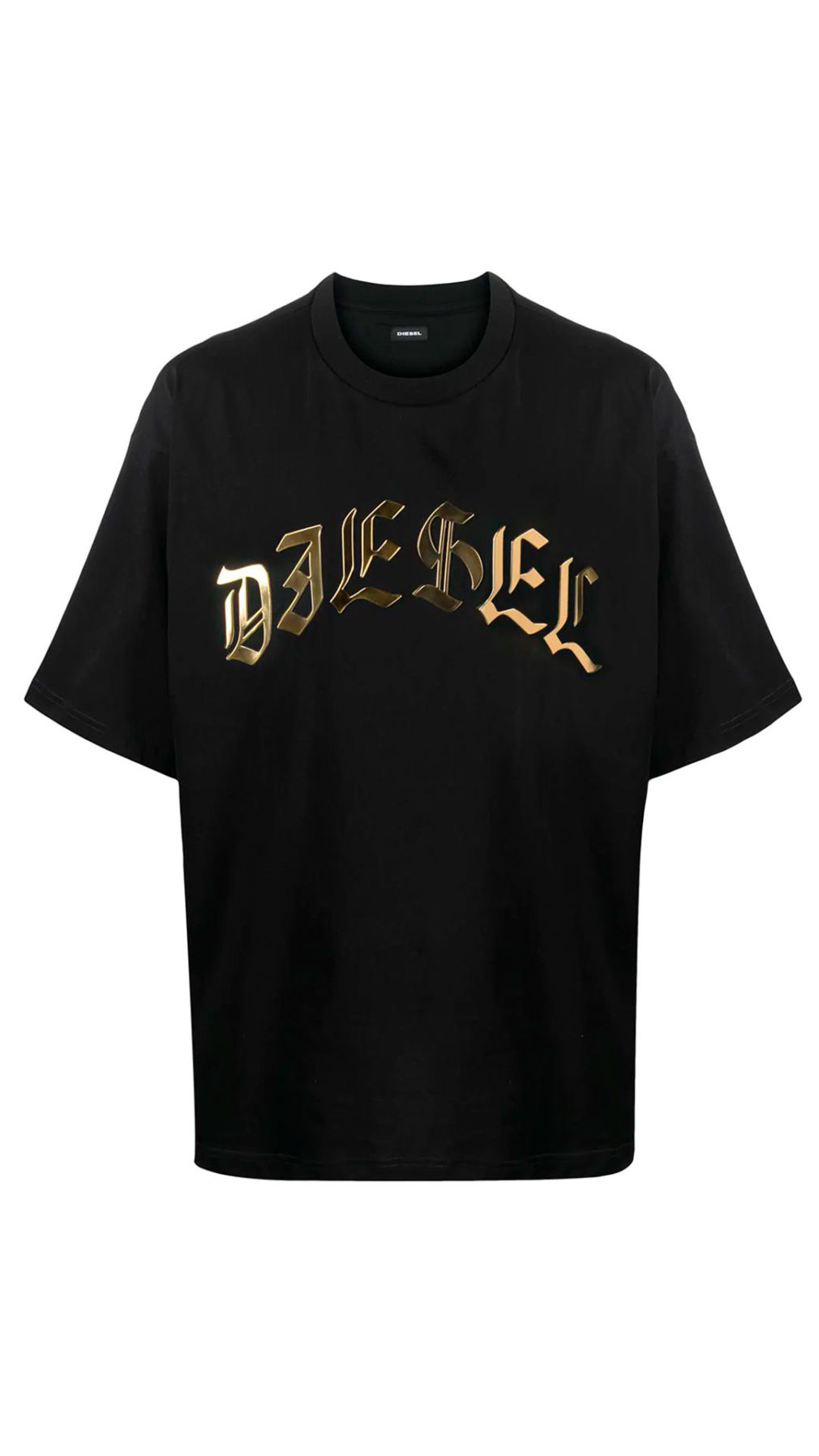 Camiseta diesel con logo en relieve dorado