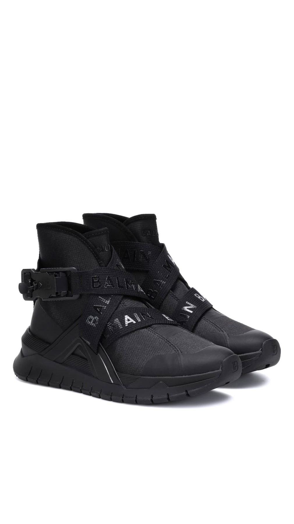 Deportiva balmain alta con tiras logo grabado