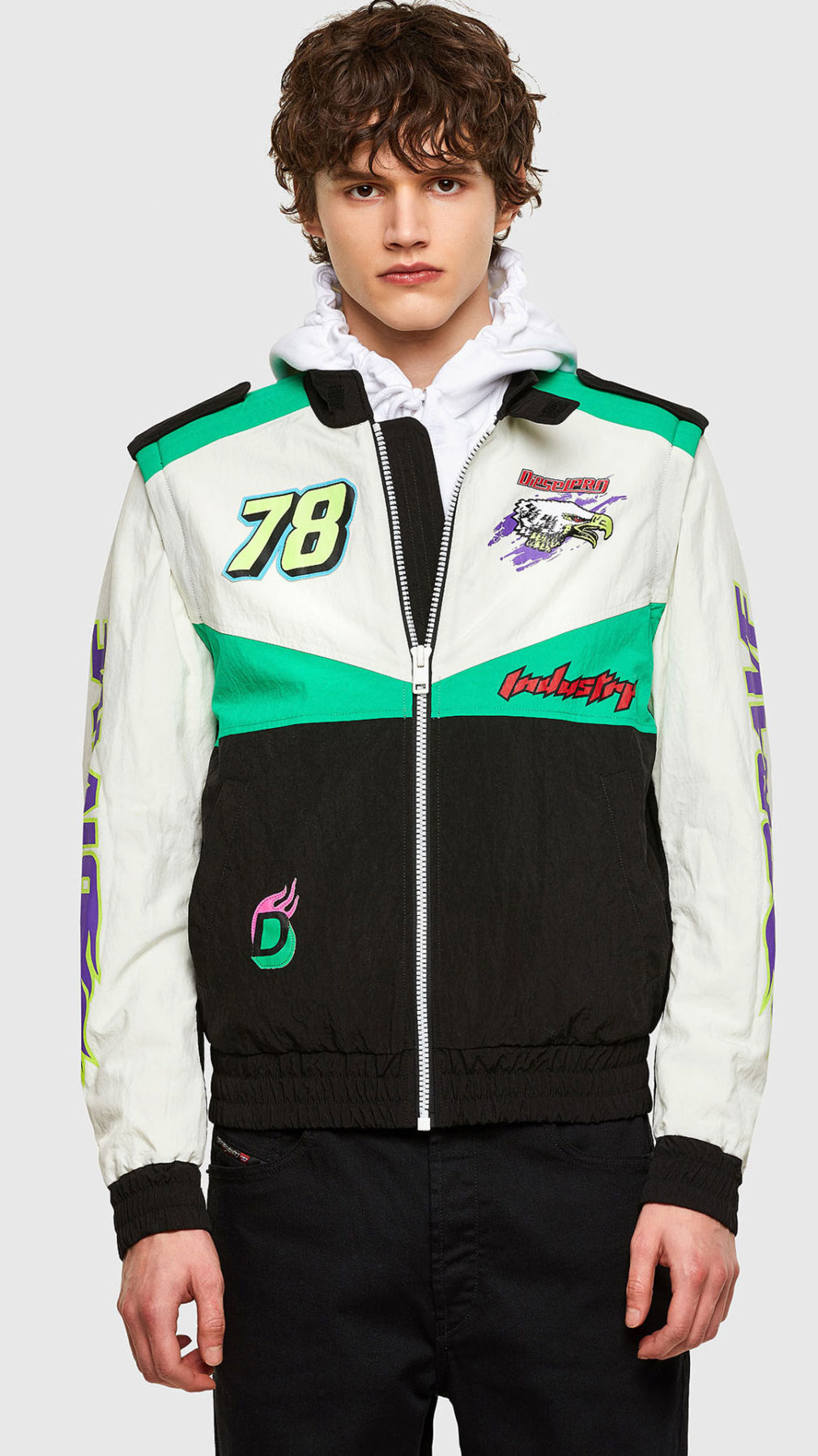Chaqueta diesel convertible en nailon multicolor