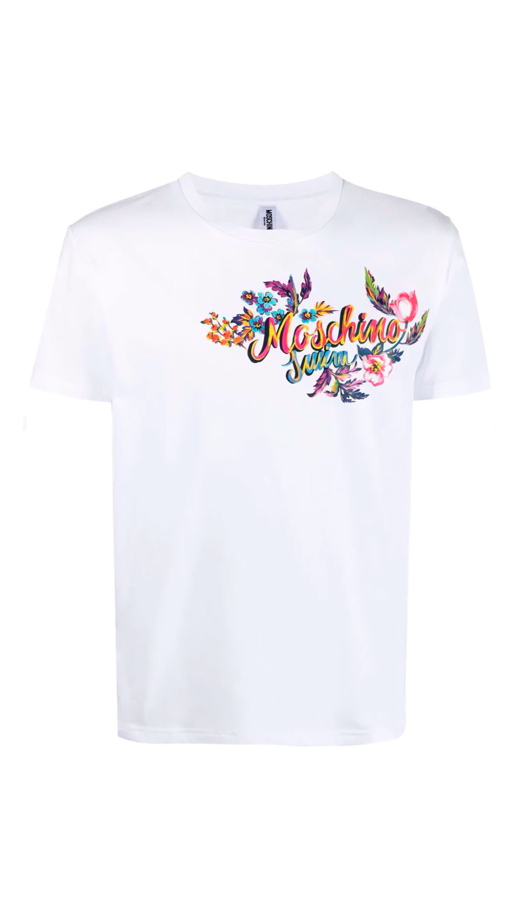 Camiseta moschino manga corta con motivo floral en logo