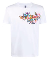 Camiseta moschino manga corta con motivo floral en logo