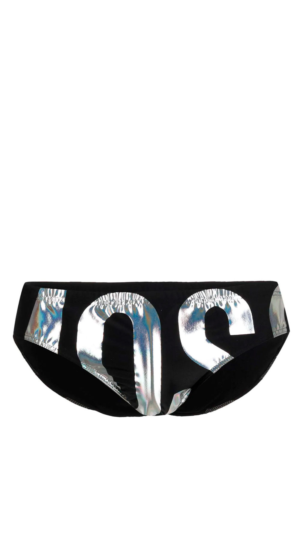 Bañador moschino modelo slip logo con letras plateadas