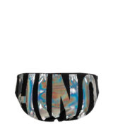 Bañador moschino modelo slip logo con letras plateadas