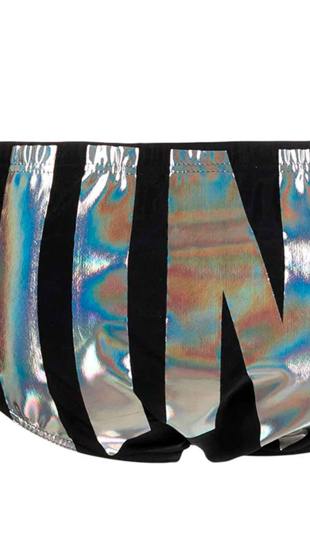 Bañador moschino modelo slip logo con letras plateadas