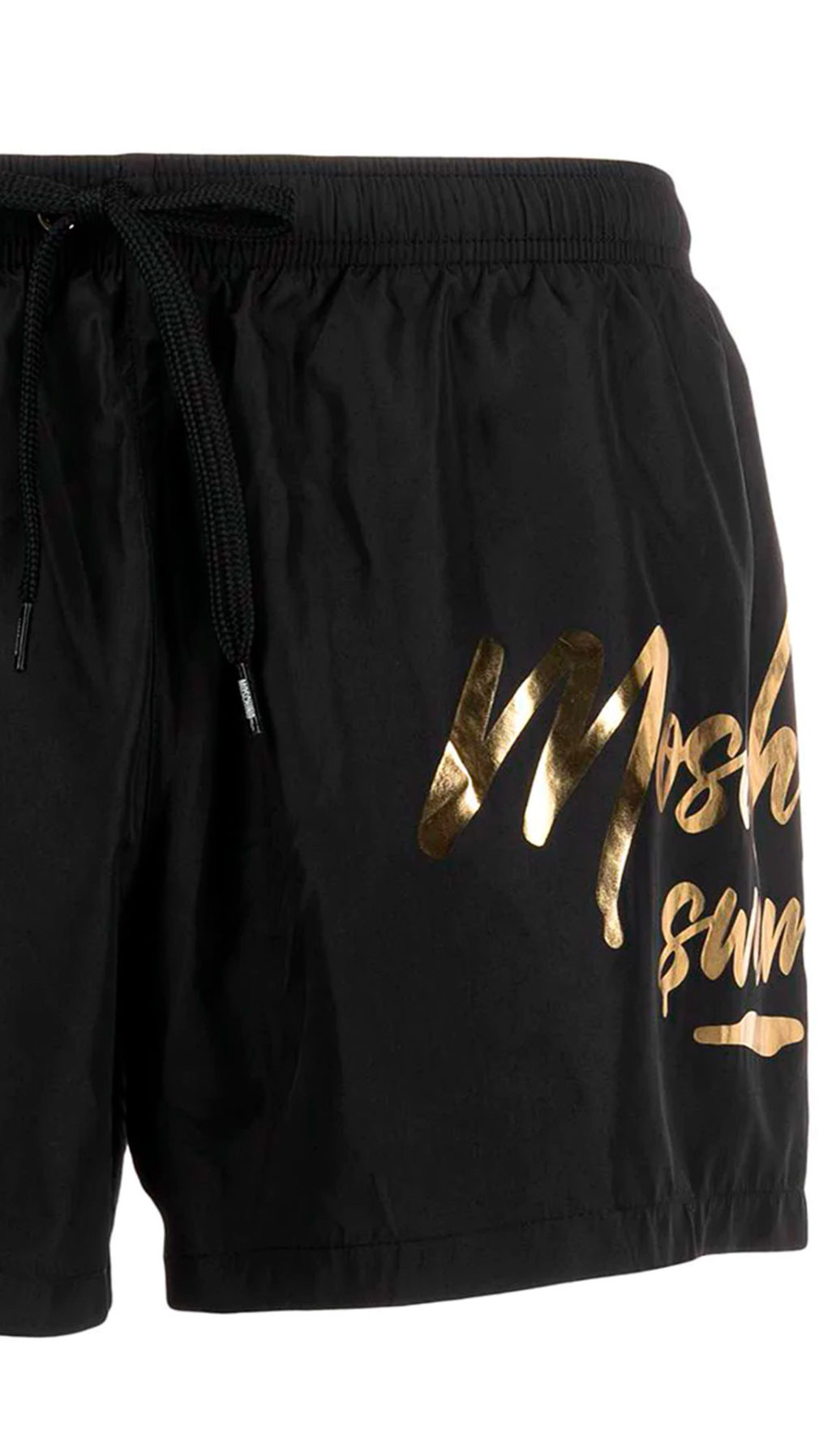 Bañador moschino largo medio con logo dorado