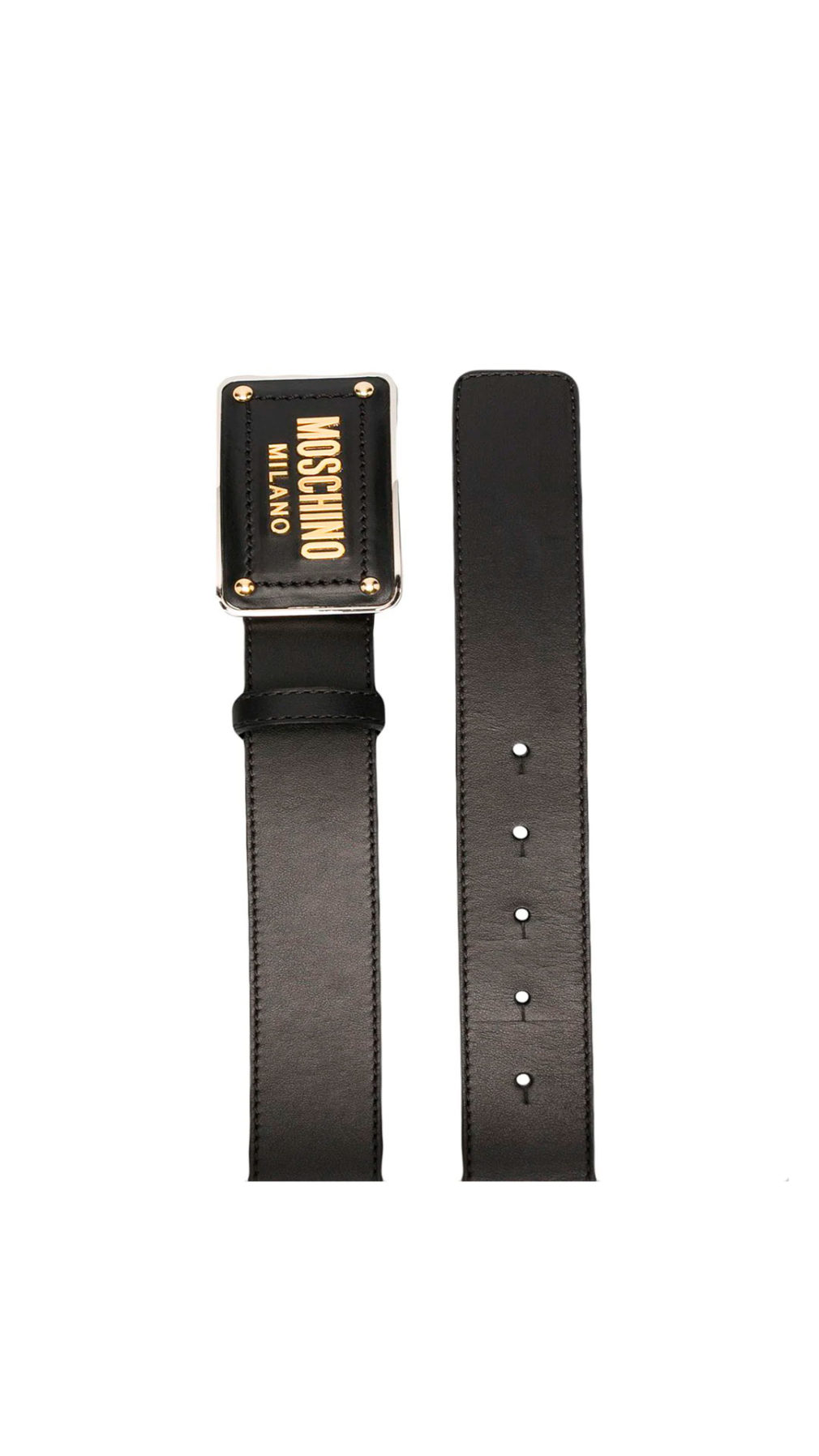 Cinturón Moschino con logo en relieve dorado en placa