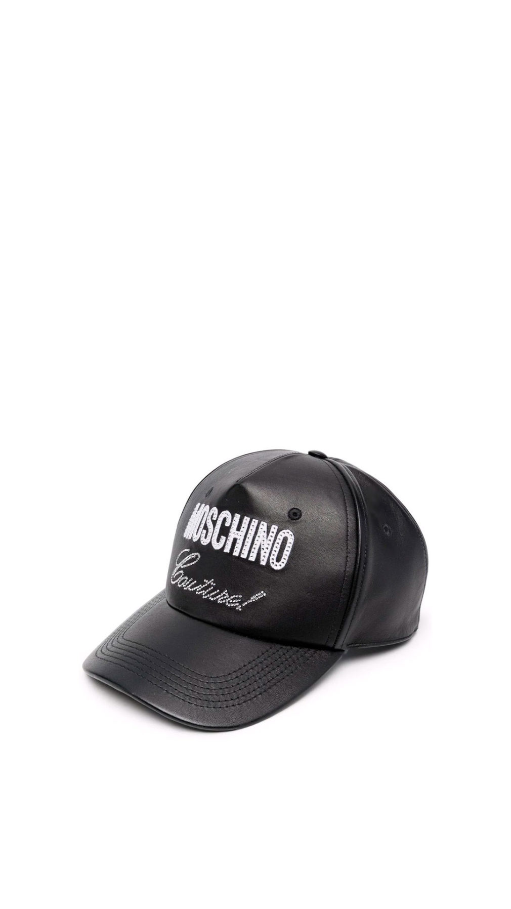 Gorra Moschino logo con pedrería en la parte delantera