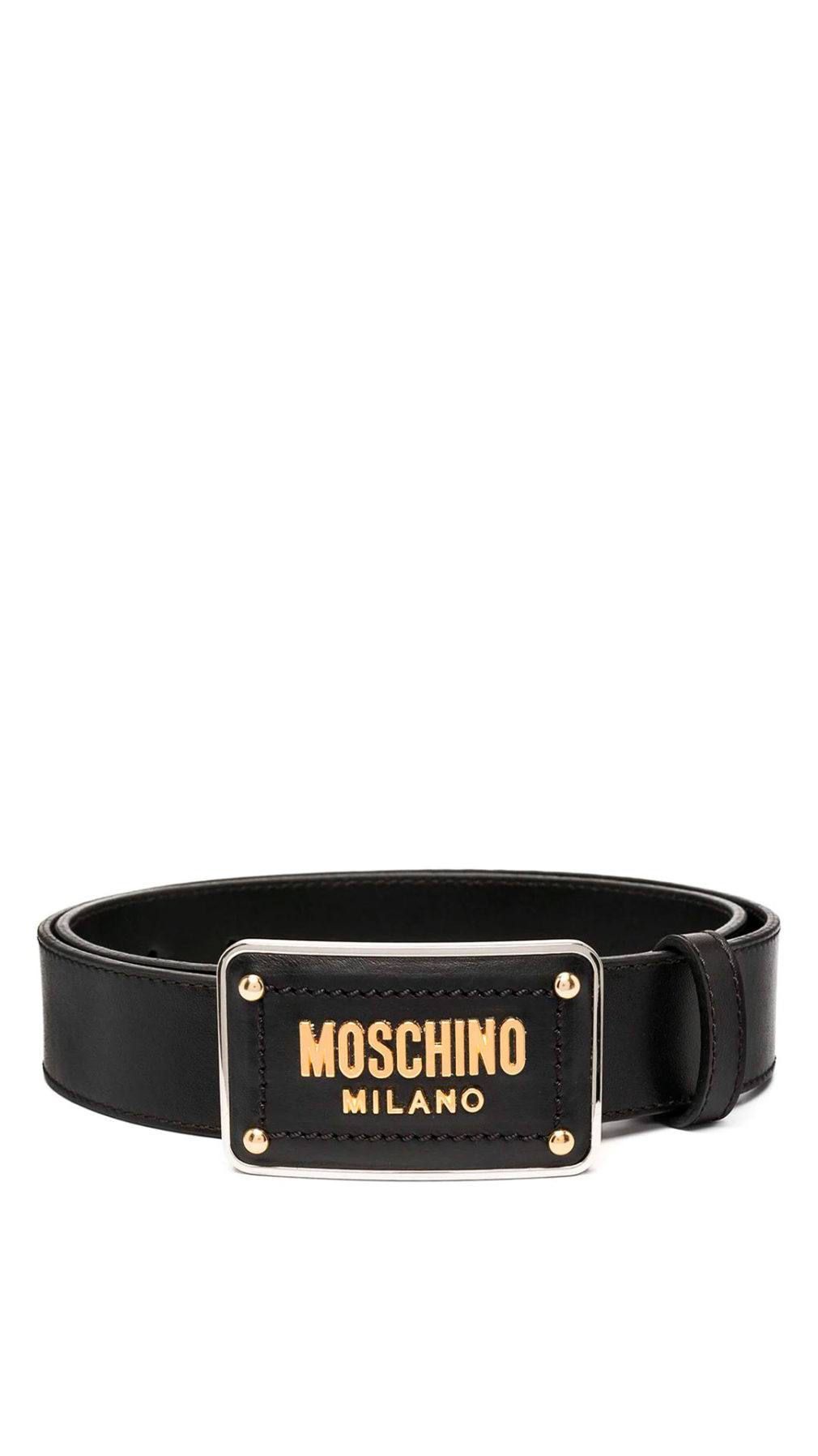 Cinturón Moschino con logo en relieve dorado en placa
