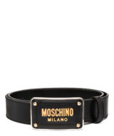 Cinturón Moschino con logo en relieve dorado en placa