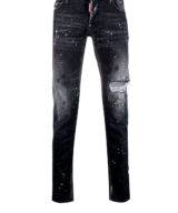 Jeans slim dsquared2 desgastado con manchas de pintura