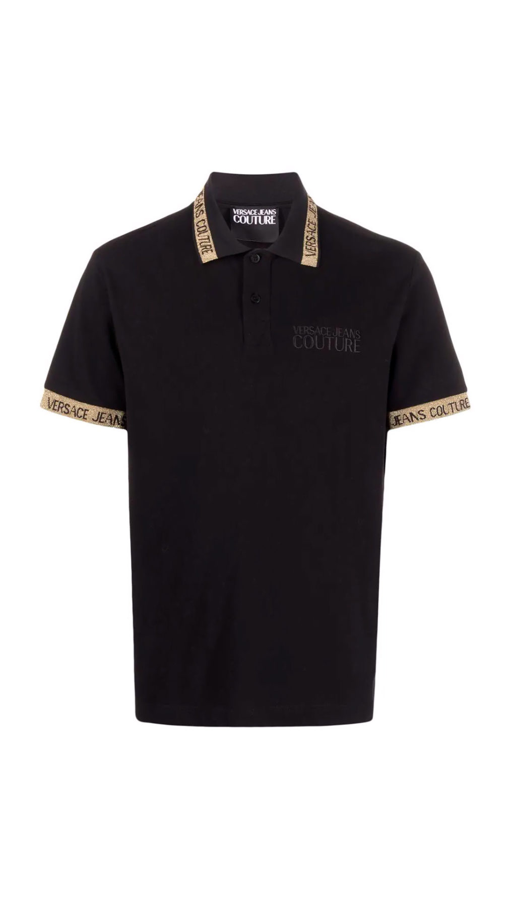 Polo Versace Jeans Couture con logo en ribetes dorados