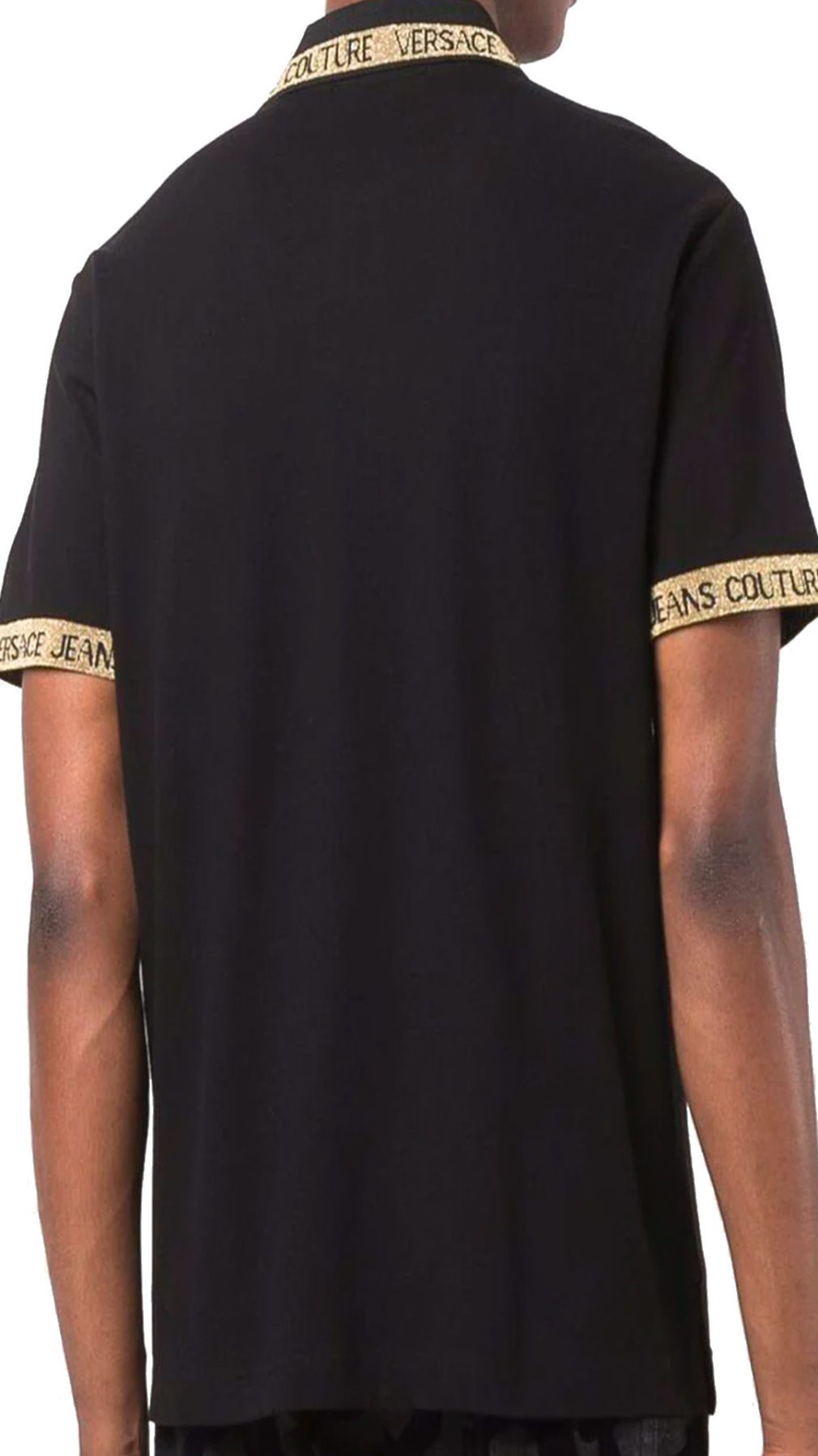 Polo Versace Jeans Couture con logo en ribetes dorados