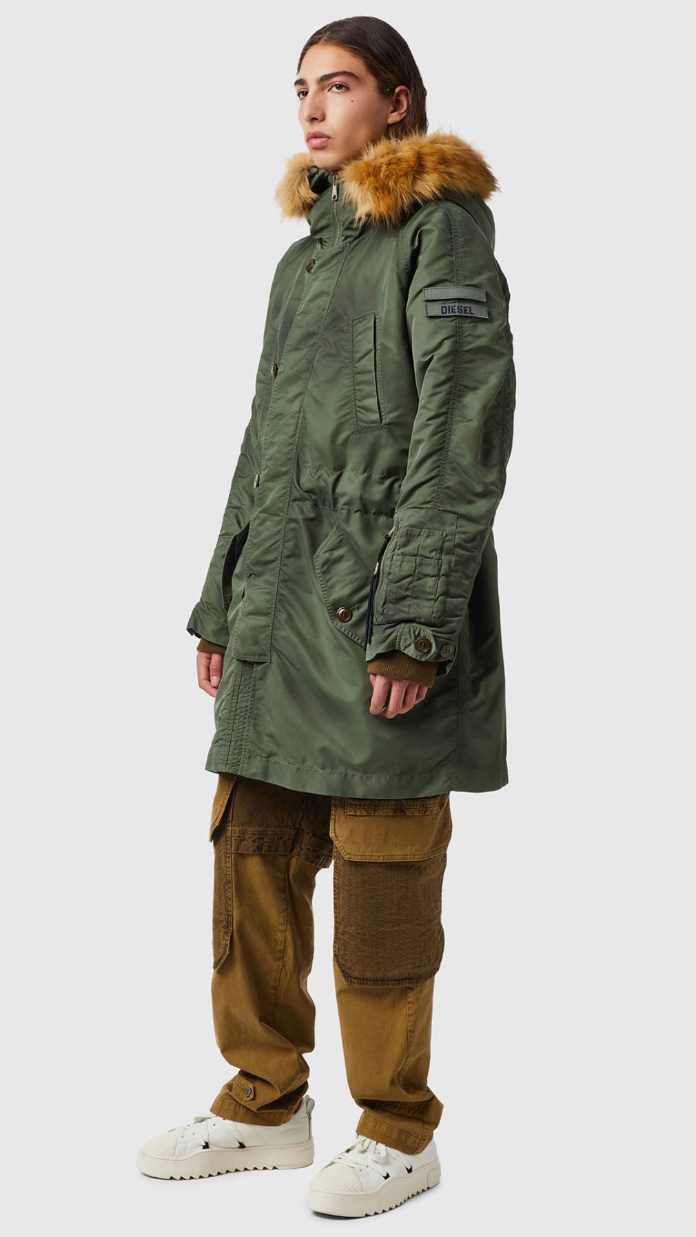 Parka Diesel oversize de nailon tratado