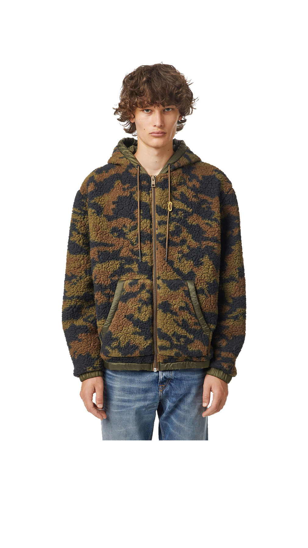 Chaqueta Diesel teddy de camuflaje con espalda acolchada