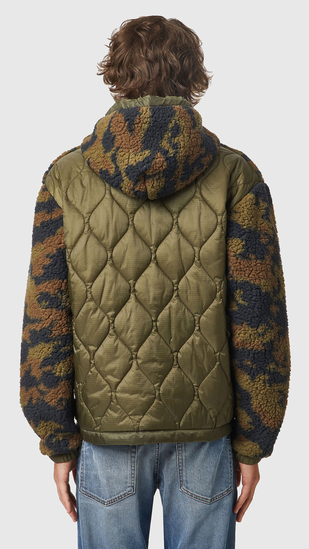 Chaqueta Diesel teddy de camuflaje con espalda acolchada