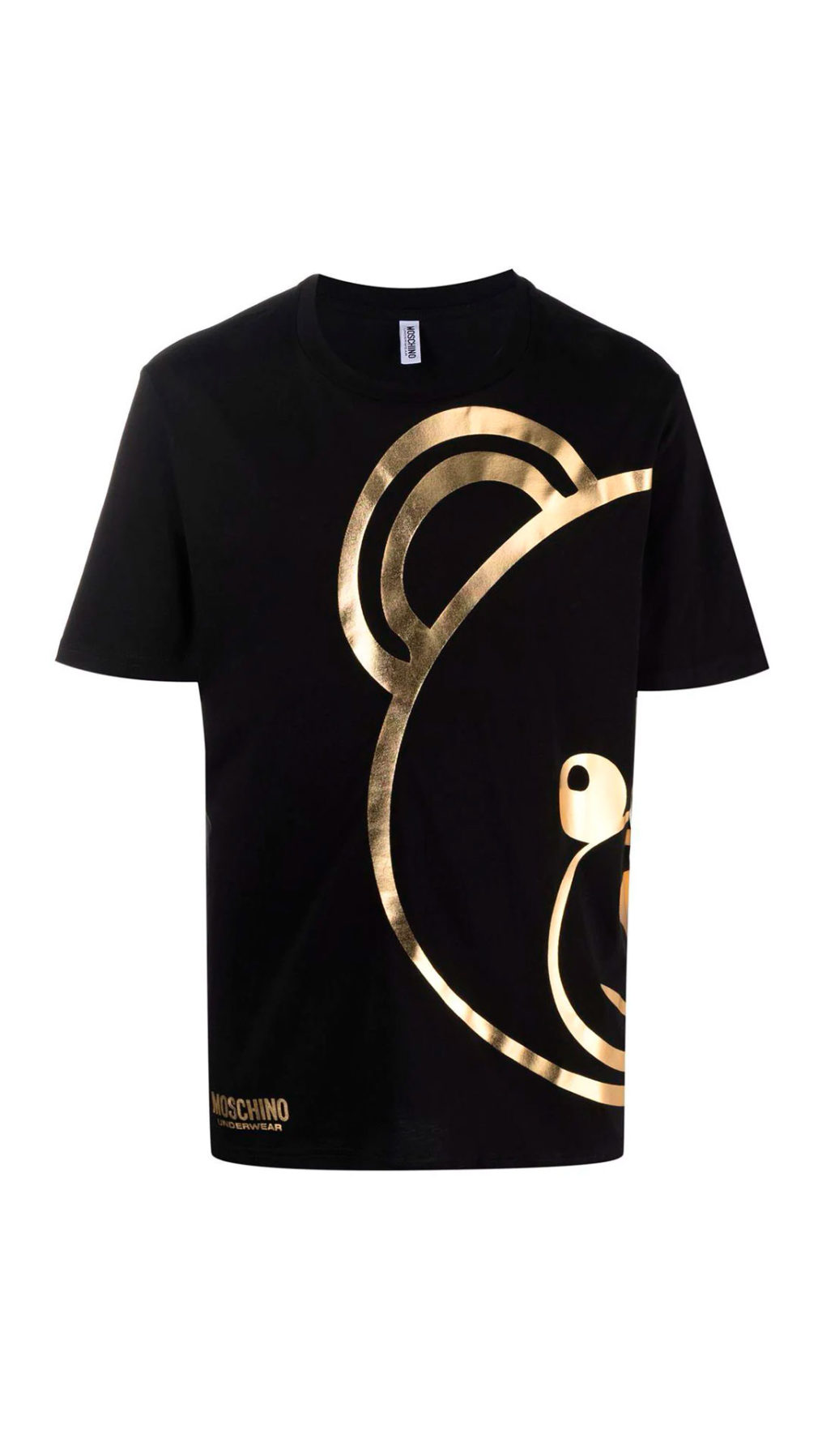 Camiseta Moschino logo Teddy Bear estampado en dorado metalizado
