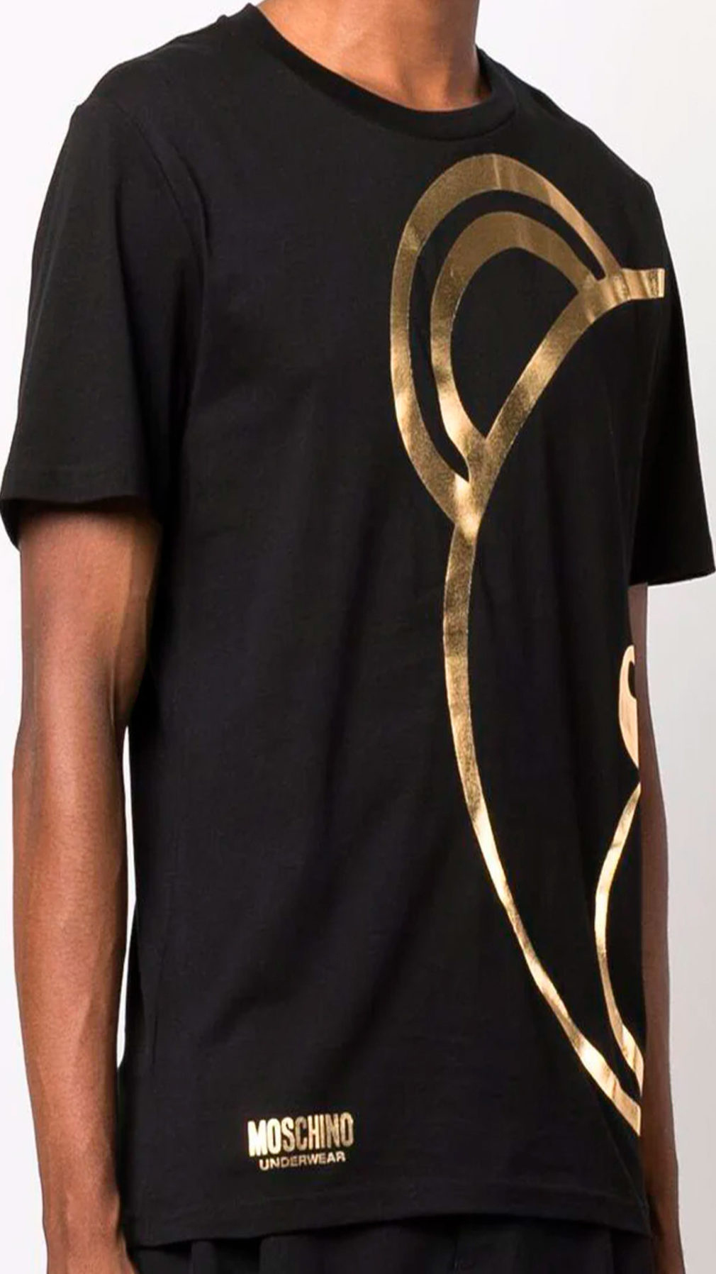 Camiseta Moschino logo Teddy Bear estampado en dorado metalizado