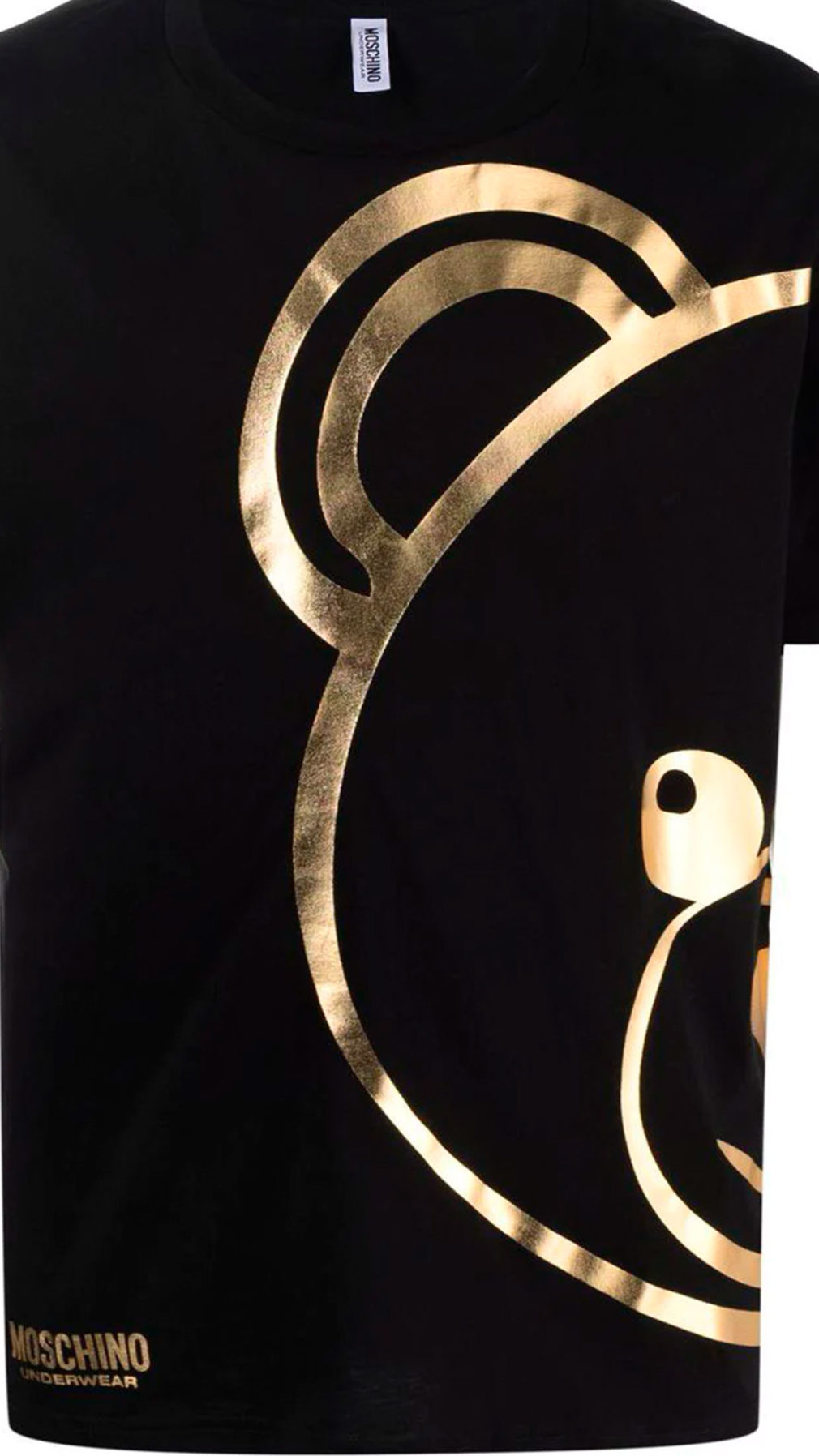Camiseta Moschino logo Teddy Bear estampado en dorado metalizado
