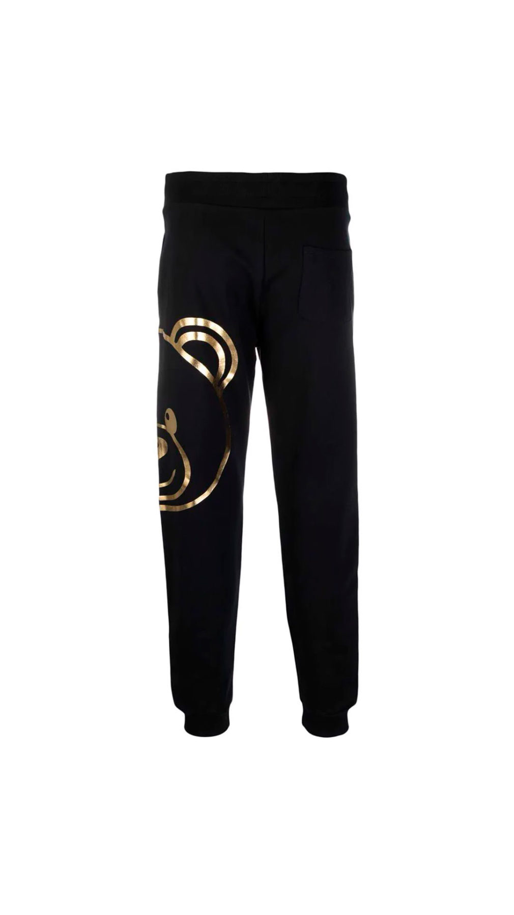 Pantalón Moschino logo Teddy Bear en estampado dorado metalizado