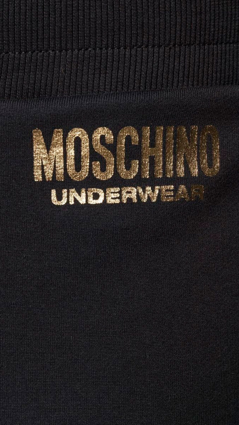 Pantalón Moschino logo Teddy Bear en estampado dorado metalizado