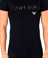 Camiseta cuello pico Emporio Armani con logo en la parte delantera y parte trasera