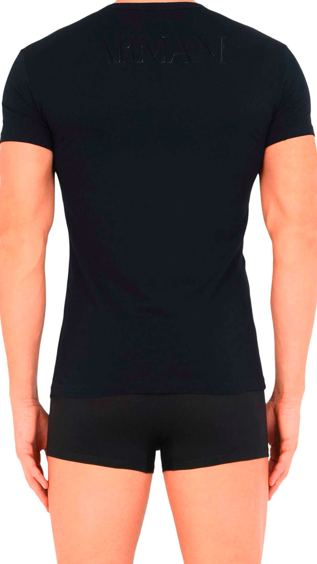 Camiseta cuello pico Emporio Armani con logo en la parte delantera y parte trasera