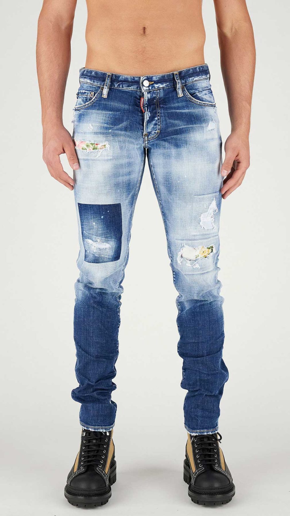 Jeans Slim Dsquared2 con motivos florales en parches