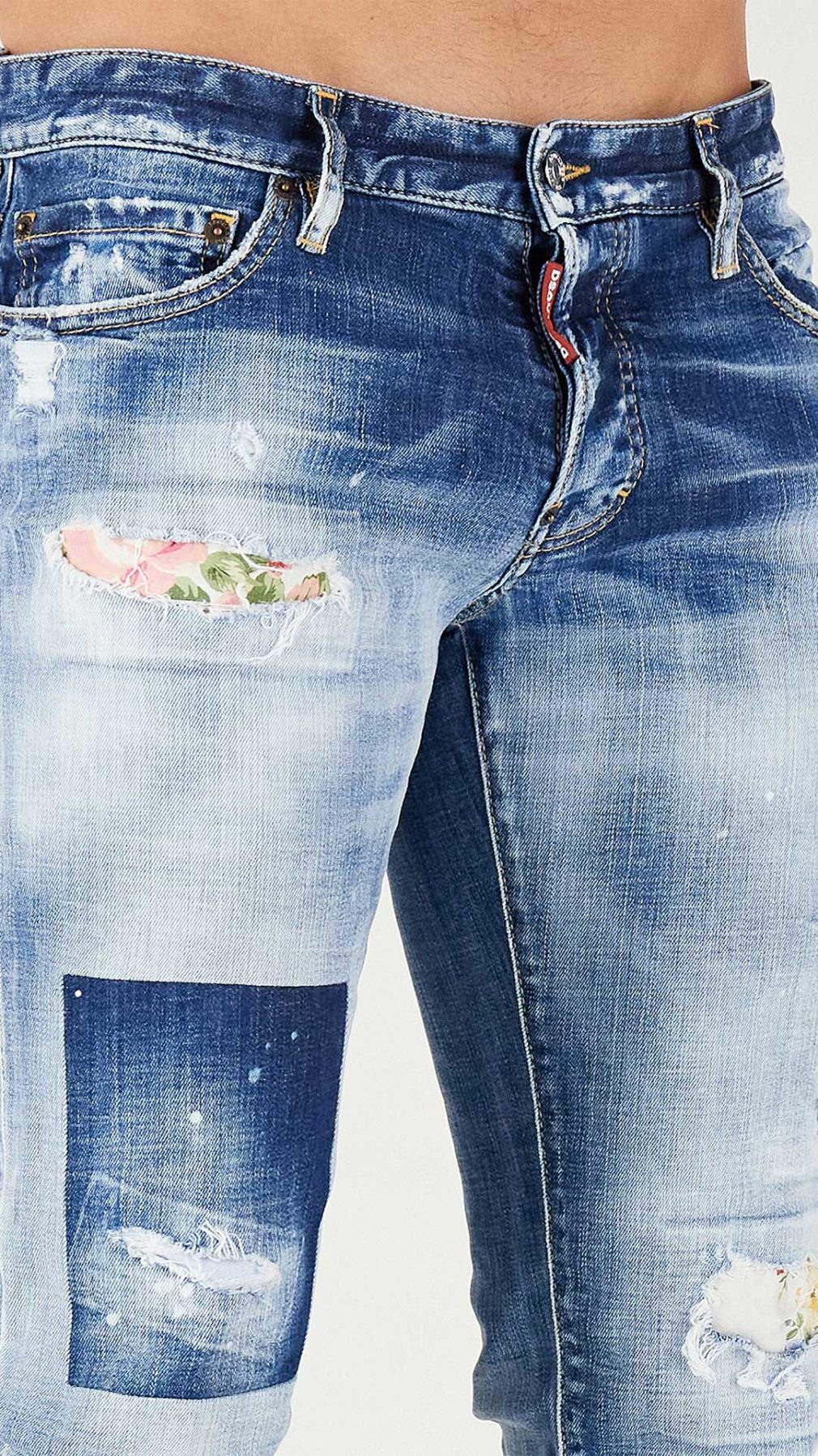 Jeans Slim Dsquared2 con motivos florales en parches