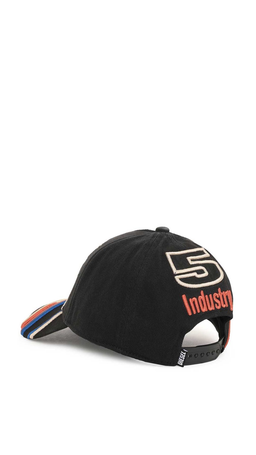 Gorra Diesel de béisbol de algodón con motivos bordados de estilo retro y eslóganes inspirados en las carreras.