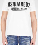 Camiseta blanca Dsquared2 con logo en la parte delantera