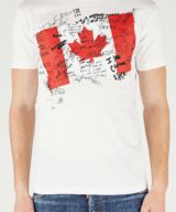 Camiseta blanca Dsquared2 con estampado de hoja de Canadá