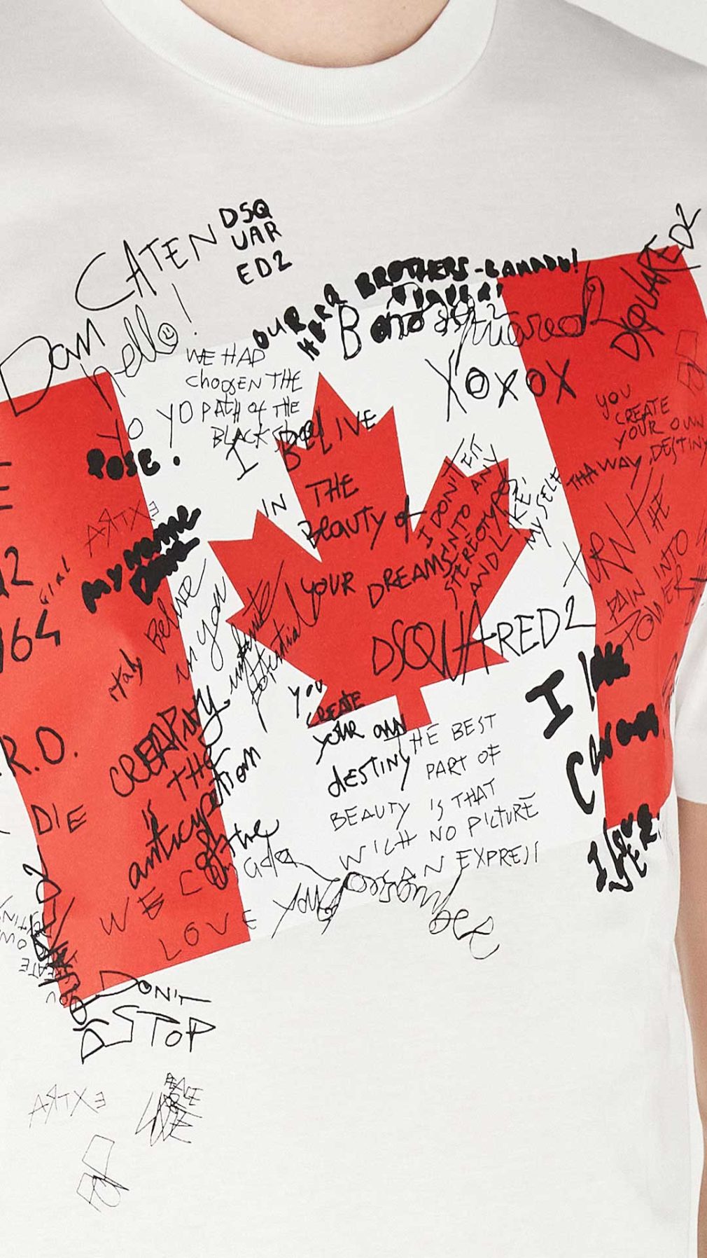 Camiseta blanca Dsquared2 con estampado de hoja de Canadá