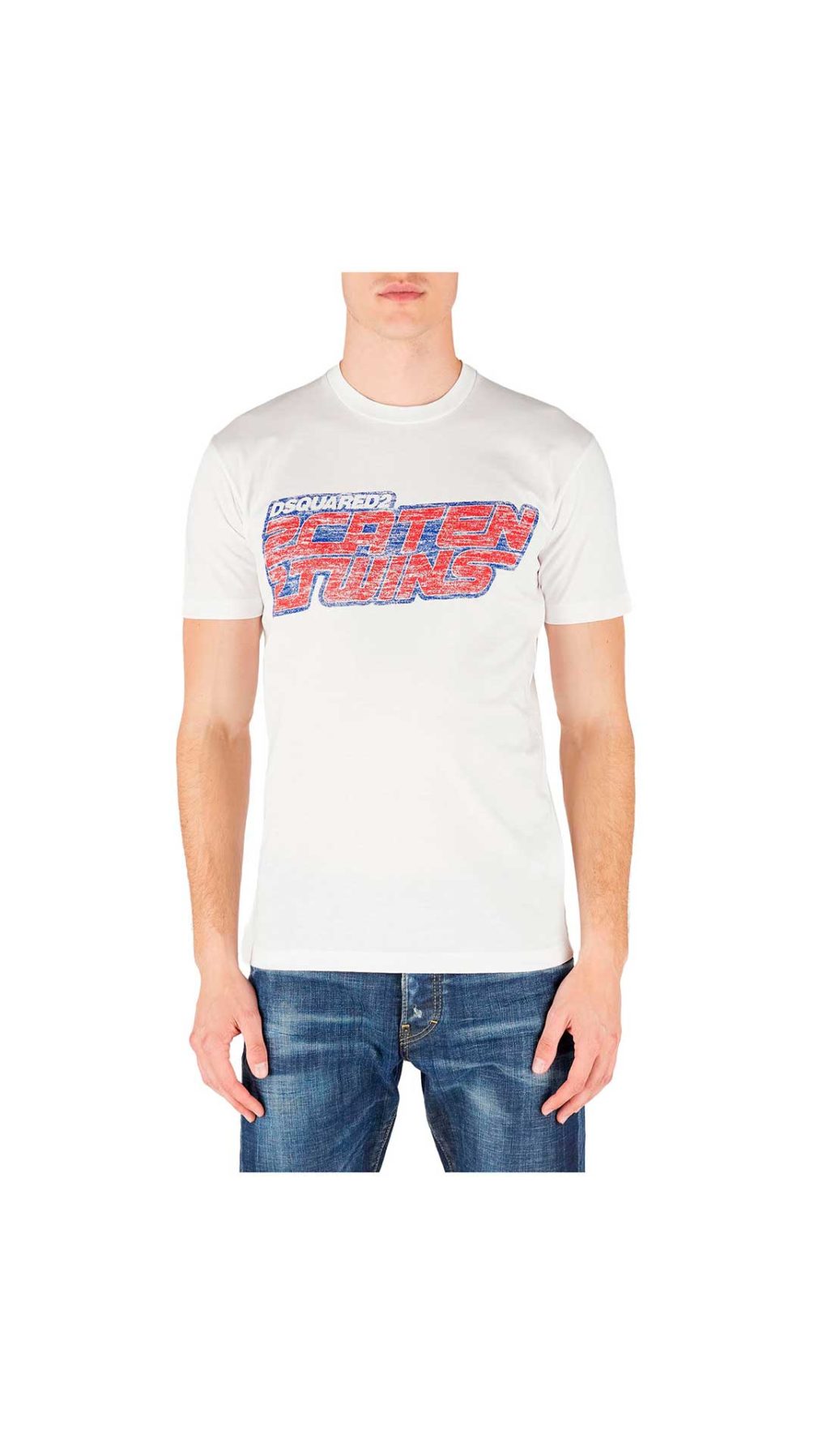 Camiseta blanca DSquared2 Caten Twins logo parte delantera