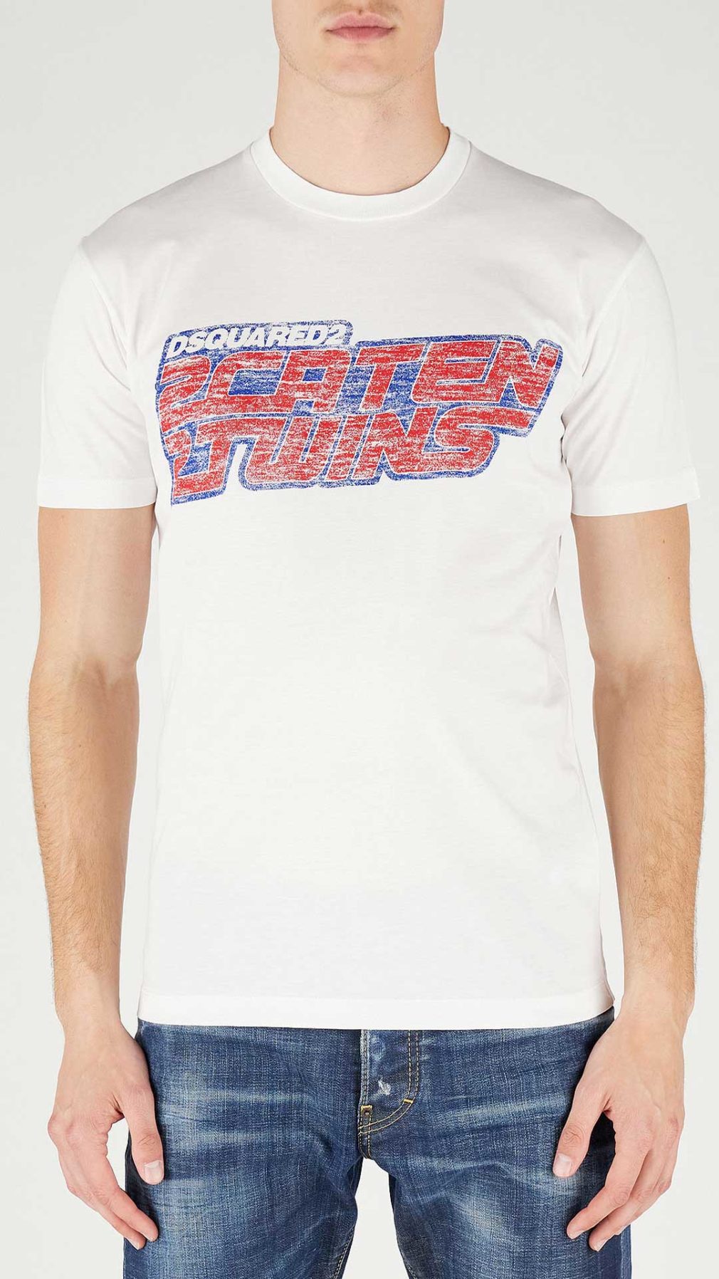 Camiseta blanca DSquared2 Caten Twins logo parte delantera