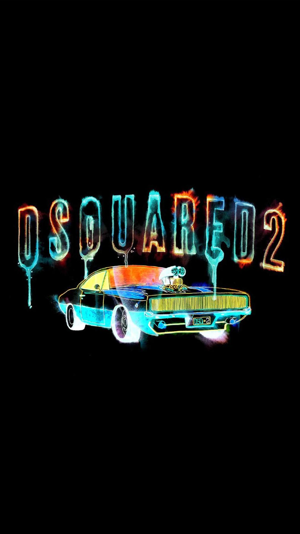 Camiseta negra Dsquared2 con logo en colores en parte delantera