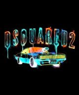 Camiseta negra Dsquared2 con logo en colores en parte delantera
