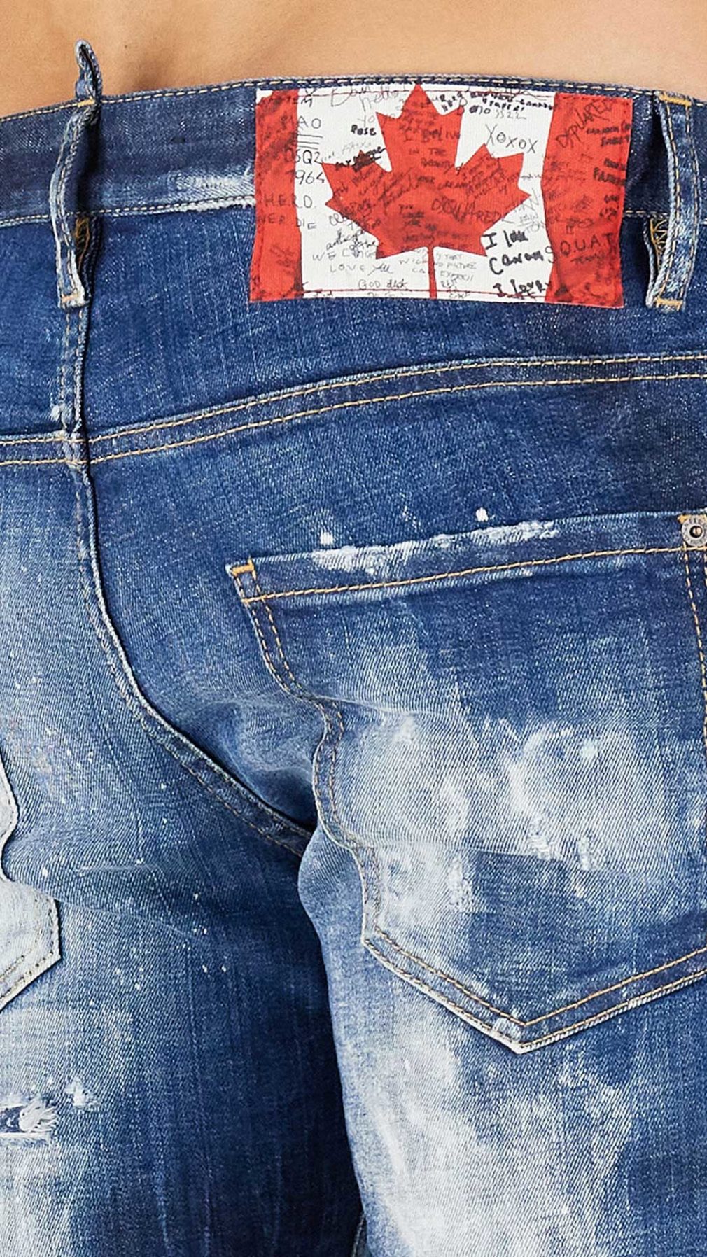 Jeans Skater Dsquared2 etiqueta estampado hoja Canadá