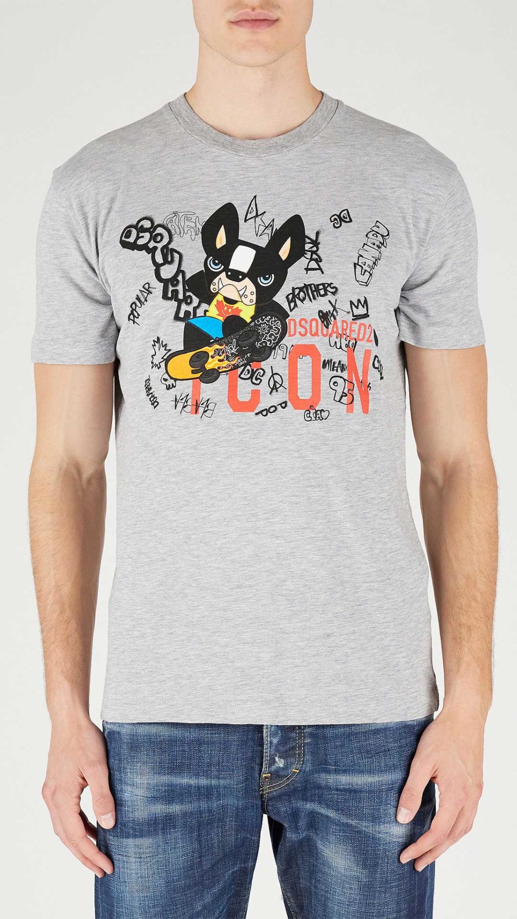 Camiseta gris Dsquared2 con logo estampado en l aparte delantera