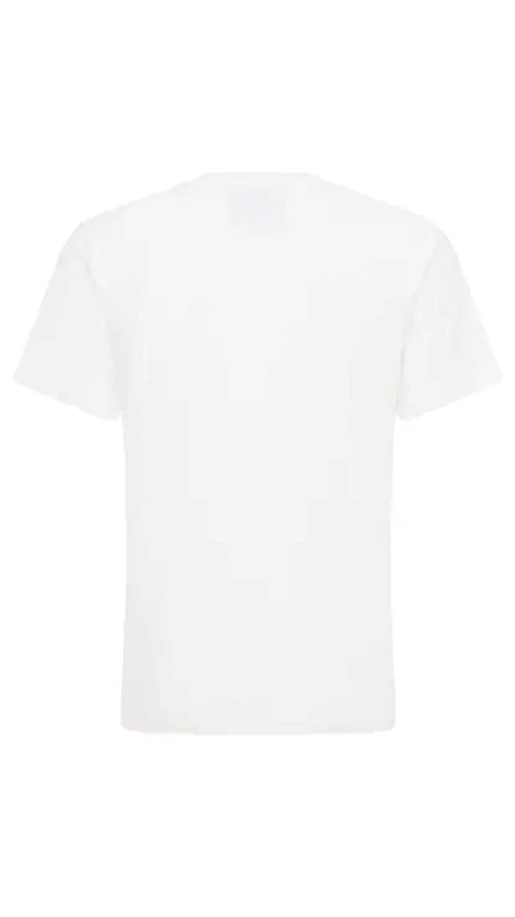 Camiseta blanca de Moschino con banda en contraste y maxilogo estampado