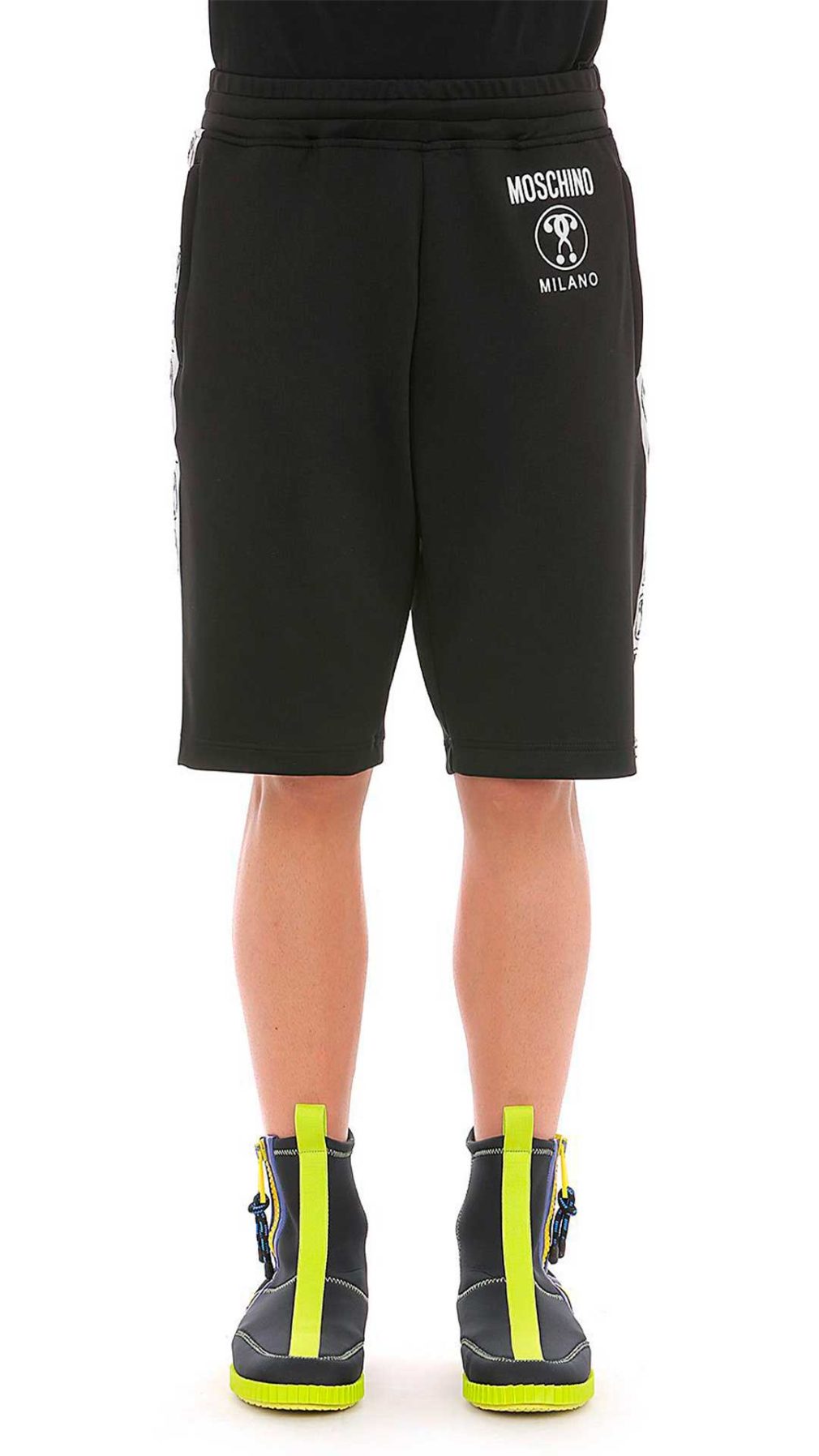 Pantalón corto Moschino con bandas laterales logo Double Question Mark