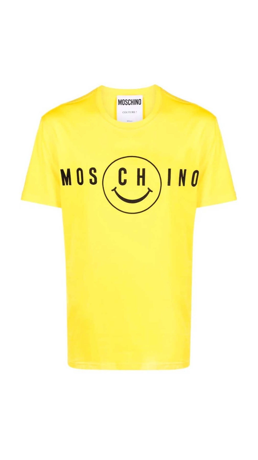 Camiseta amarilla con logo  Moschino Smiley® bordado en la parte delantera