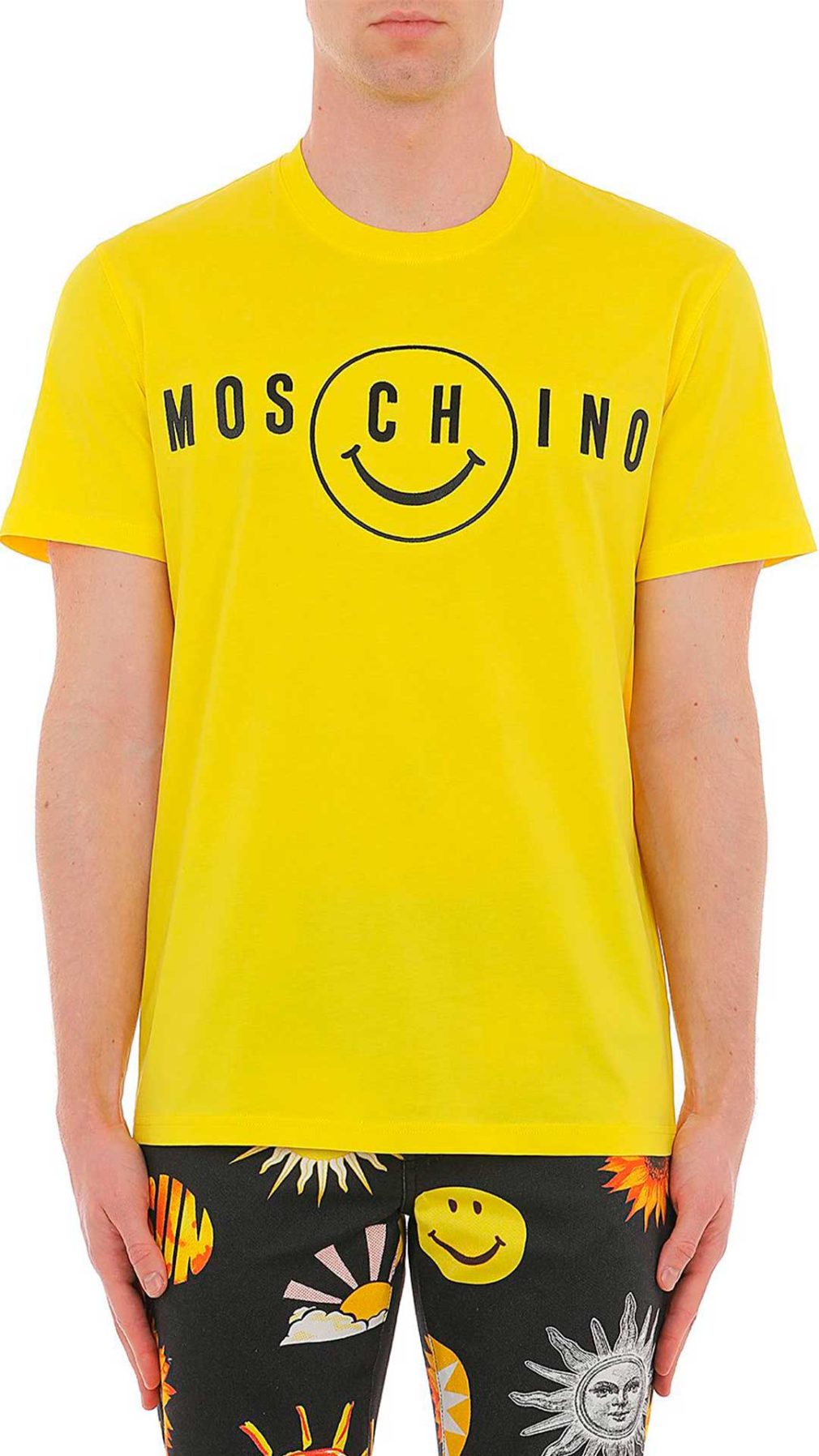 Camiseta amarilla con logo  Moschino Smiley® bordado en la parte delantera