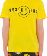 Camiseta amarilla con logo  Moschino Smiley® bordado en la parte delantera