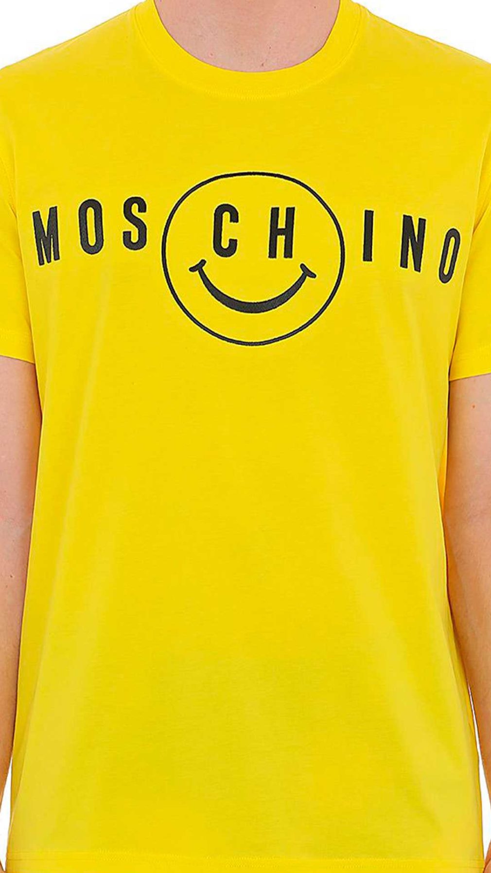 Camiseta amarilla con logo  Moschino Smiley® bordado en la parte delantera