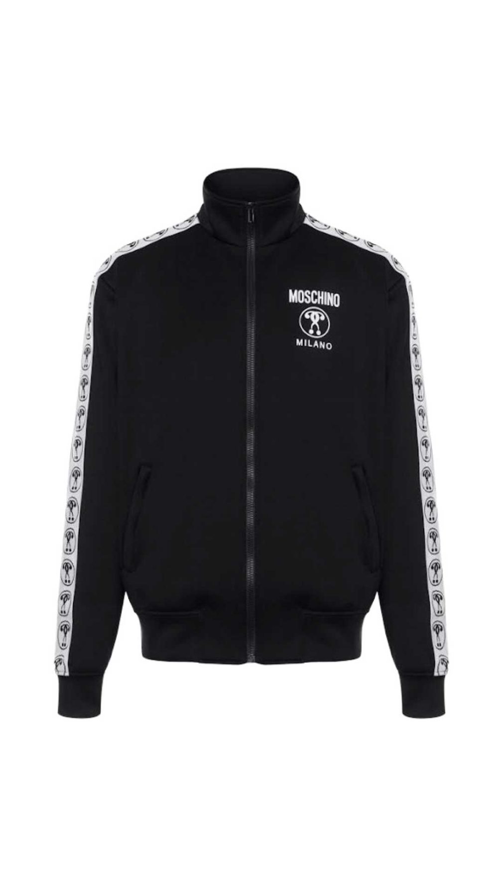 Sudadera Moschino con logo Double Question Mark en la parte delantera y bandas laterales en las mangas con logo