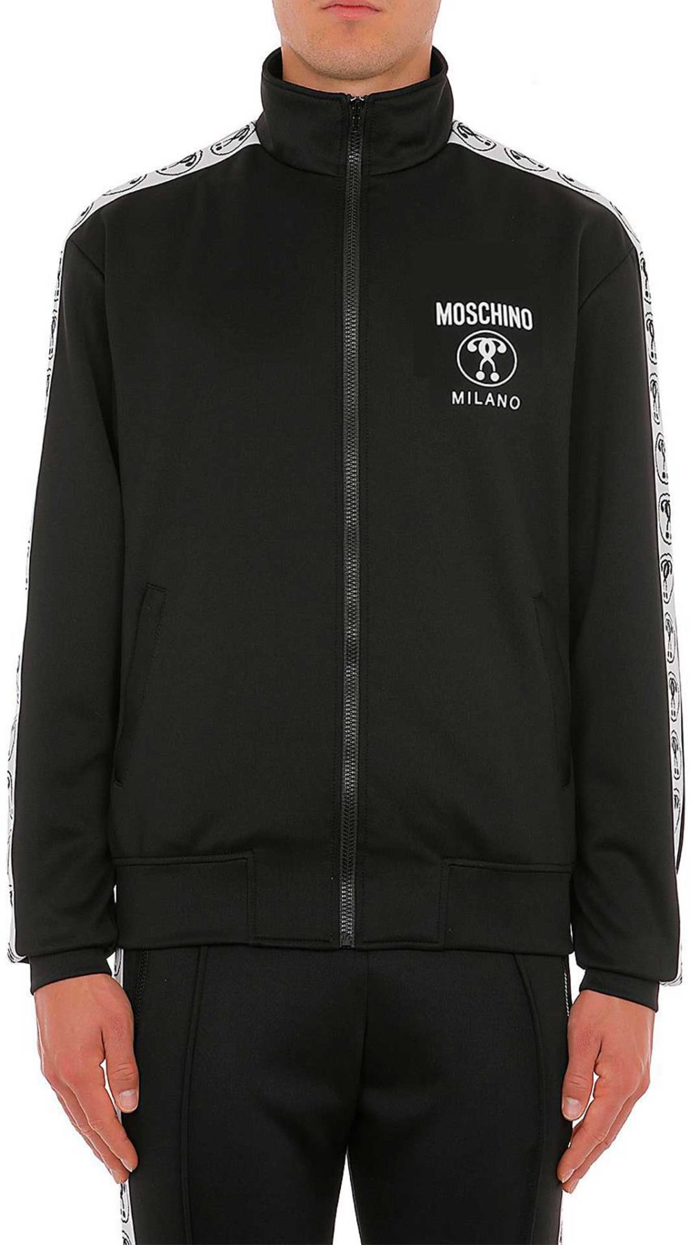 Sudadera Moschino con logo Double Question Mark en la parte delantera y bandas laterales en las mangas con logo