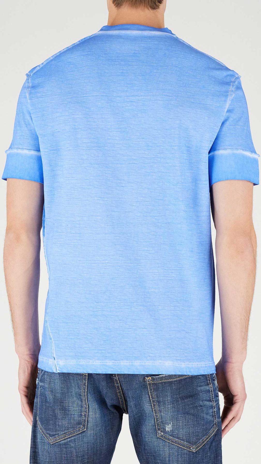 Camiseta Dsquared2 azul con estampado de grafiti y logo parte delantera