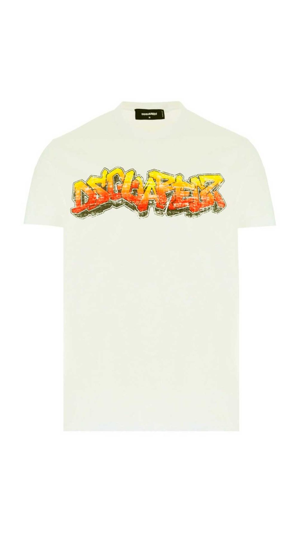 Camiseta blanca Dsquared2 con logo grafiti en la parte delantera