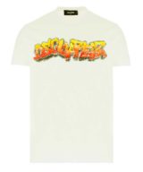 Camiseta blanca Dsquared2 con logo grafiti en la parte delantera