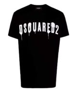 Camiseta negra Dsquared2 logo efecto pintura en la parte delantera